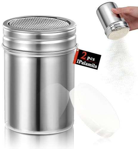 Spargitore per cacao, 2 pezzi, per cappuccino, in acciaio inox, copertura per lo shaker per lo spargimento della polvere per caffè, zucchero, sale, farina, spargicacao per cappuccino (medio)