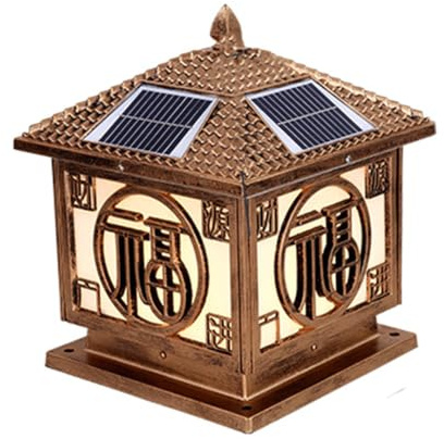 Xinmeiyue Rustic Solar Post Lights Outdoor - Vintage Bronze Column Lantern for 4x4, 5x5, 6x6 Posts - Waterproof Garden Decoration