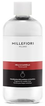 Millefiori Milano – Ricarica per Lampada Catalitica 500 ml, Mela & Cannella – Fragranza Fruttata e Speziata per Profumazione Ambiente