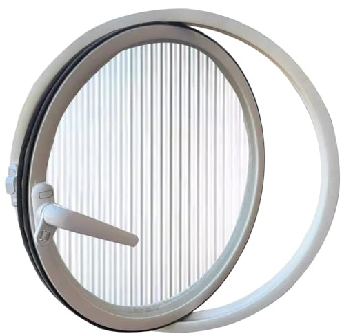HEFJIAYCIQ Ventana Redonda Giratoria Con Vidrio Templado, Ventanas De Cobertizo De Aleación De Aluminio Giratorias 360, Para Baño, Cocina, Casa De Juegos,White 1,40cm/15.7in
