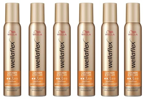 6x Wella Wellaflex Locken & Wellen Schaumfestiger für Frauen Bis zu 24 Std. starker Halt Für schwungvolle Locken Sanft zur Kopfhaut,Frei von Silikonen Haltegrad 3, 200ml (6er Pack)