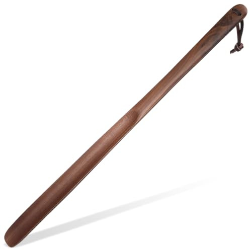 Healvian Wooden Long Handle Shoe Horn 19.69In Comfortable Shoe Lifter for Men Women with Durable Hanging Strap for Home Office Travel