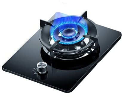 5,2 KW Gaskocher Mit 1 Brenner, Feuerring-Wok-Brenner, Schwarzes Gehärtetes Glass, Mit Flammendurchschlagschutz, For Küchentischplatten, NG/LPG-Gasquellen-Kit(LPG)