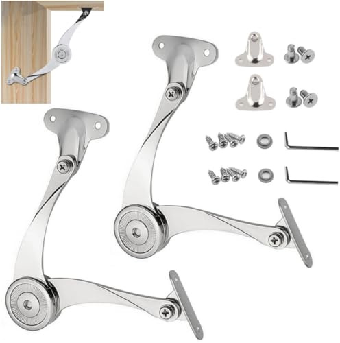 XWHLXY Heavy Duty Soft-Close Lid Support Hinges,Upgrade Buffer Hinge,2 Pcs | Toy Box Hinges Soft Close,Support up to 50lbs, Adjustable Lift Up Stay, For Kitchen Cabinets, Cupboard Doors, Furniture