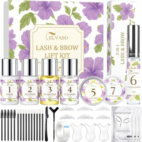 Brow Lift Kit Sourcil, 2-en-1 Kit Rehaussement de Cils et – Trousse Professionnelle pour des Cils Recourbés et des Sourcils plus Denses, Résultat de Salon à la Maison avec Instructions Faciles