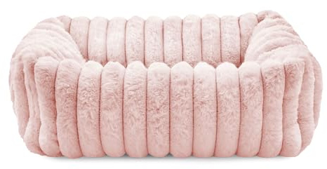 Record - Cuccia Rettangolare Comfit per cani e gatti. Lettino per animali morbido e accogliente in peluche. Misure 50 x 40 x 15h cm, Rosa