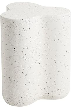 Beliani Table d'Appoint Moderne en Fibre de Verre Oxyde de Magnésium Forme Irrégulière Intérieur Extérieur Résistante aux UV Effet Terrazo Blanche Tellaro
