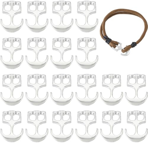 SUPERFINDINGS 20 Stück Anker Haken Schloss Kordel Endverbinder Verschluss 2.9x2cm Doppelloch Paracords Lederkordel Schloss Anker Knebelverschluss für Schmuckherstellung DIY Armband Basteln, Silber