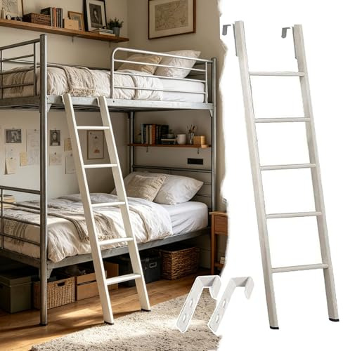 Scaletta Letto a Castello Scaletta Regolabile Letto Castello Singolo con Gancio, 116 120 125 130 135 140 150 160 170 175 180cm, Scaletta In Metallo per Letto a Castello Camper, Scalinata(160cm/63)