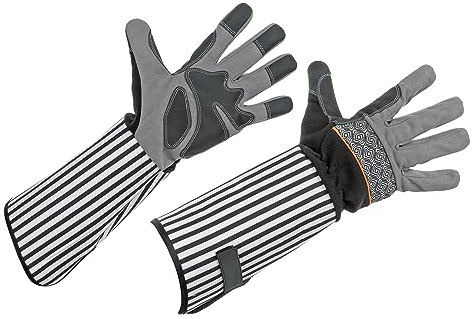 Kerbl 297534 Rose Garden Rosenhandschuhe Gartenhandschuhe, lange Stulpe, Stachelschutz, Größe 10, schwarz|grau
