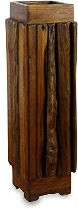 livasia Regenschirmständer aus Teakholz oder Hartholz, Schirmhalter, Schirmständer, Regenschirmhalter (20x20cm Teak)