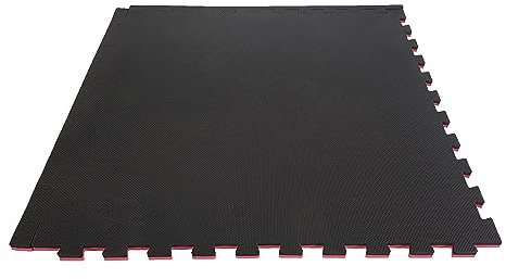 Bruce Lee Unisex Erwachsene Schutzmatten Übung Puzzle Matte - Weichschaum ineinandergreifende Bodenpolster für Sport Gym Übung Workout (rot/schwarz) - Rot, 1