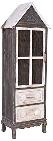 Vitrinskåp i lantlig stil, vitrinskåp, trådgaller, stående vitrinskåp, 167 cm, brunt hyllskåp, mxa042 Palazzo, exklusiv