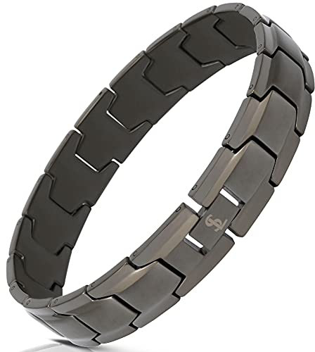 Smarter LifeStyle Elegantes Herren-Armband aus chirurgischem Stahl mit breitem Gliederarmband, 4 Farben zur Auswahl - Gunmetal Gray