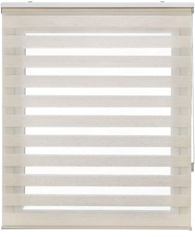 Estoralis | Vera | Store Enrouleur Jour Nuit Moderne | Double Tissu Uni | Lin | 125 x 180 cm. (Largeur/Hauteur) Taille du Tissu 122 x 175 cm. | Stores pour fenêtres et Portes