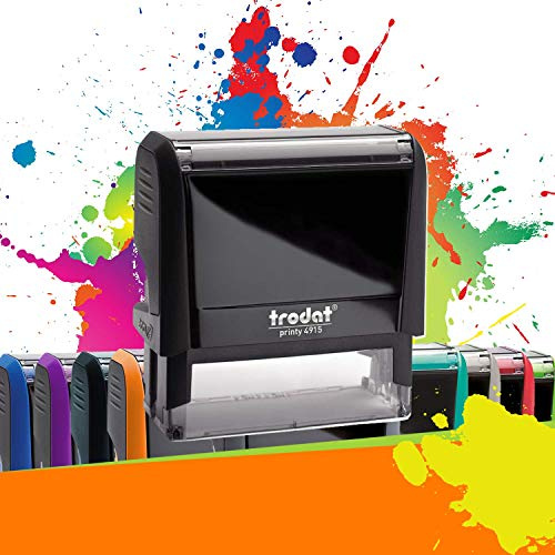 Trodat Printy 4915 - Tampon Encreur Professionnel Automatique 6 Lignes À Personnaliser - Empreinte 70 x 25 mm Offerte (Noir)
