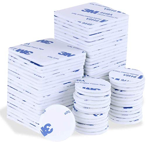 Faburo 80PCS Double Face Extra Fort, 50 Pièces Carré et 30 Pièces Ronde Autocollants Double Face Noir Bande de Mousse Forte Adhésif de Montage Adhesif Puissant Ruban Mousse