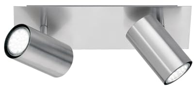 meineWunschleuchte Decken-Strahler Silber aus Metall 2-flammig | Breite 30cm, mit GU10 LED, extern dimmbar, Spots schwenkbar, moderne Deckenleuchte für Jugendzimmer, Treppenhaus & Flur