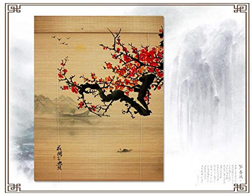 GDMING-Bambusrollo Bambusvorhang Fenster Rollos China Kunst Bild Kabelgebunden Privatsphäre Fensterabdeckung Zum Zuhause Und Im Büro,44 Größen (Color : A, Size : 70x80cm)