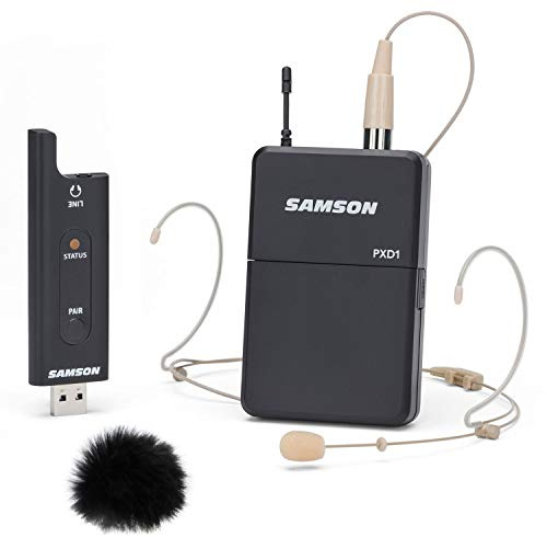Samson XPD2 USB Wireless System mit Headset-Mikrofon + keepdrum WS05 Fell-Windschutz