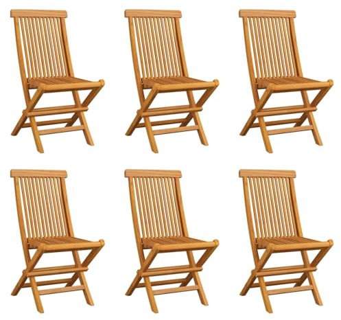 Tidyard Fällbara trädgårdsstolar 6 st massivt trä, teak massivt trä slipad fin finish