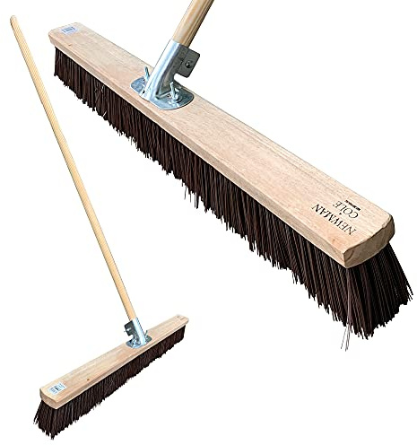 Newman and Cole 36” Wide Broom Outdoor, Extra-Large Heavy Duty Broom Sweeping Brush for Big Yards and Industrial Cleaning (36” Synthetic Poly Stiff Broom Complete with Handle)…