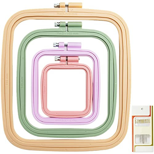 LAMXD 4 Größen Rechteckiger Stickrahmen, Bunter Eckiger Und Quadratischer Kreuzstichrahmen, Stabiles Modell, Nähwerkzeug Für Kunsthandwerk