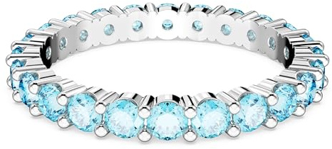 Swarovski Anello Matrix, Taglio Round, Blu, Placcato rodio