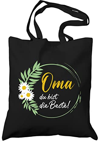 FremiBag Oma Du bist die Beste - Stofftasche für Oma - kein Plastik, super stabil für Einkäufe - Tolles Geschenk, Geschenk für Oma, Geschenkidee,