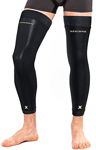 Thx4COPPER 1 Pair Full Leg Compression Sleeves,Anti Slip Long Knee Brace,Thigh Calf Support Protector for ACL,Meniscus Tear,Running,Basketball,Cycling,Knee pain relief Arthritis Recovery,Women &Men