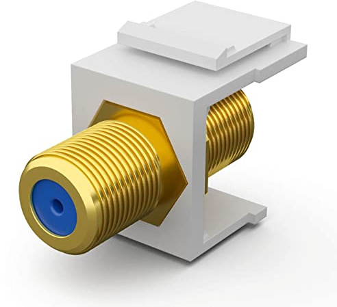 HB-DIGITAL Keystone Modul Mit F-Verbinder Buchse Vergoldet | Multimedia-Keystone für Patchpanel Netzwerkdose Halterung Adapter Kupplung Plug-&-Play Weiß