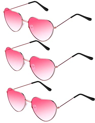 QincLing 2/3 Stück Herz Sonnenbrille, Fliegerbrille Damen Candy Color Retro Sonnenbrille für Partys