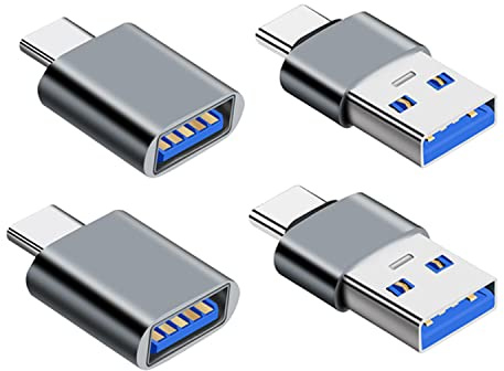 YRIKE USB C Adapter (4 Stück), Hochgeschwindigkeits-Datenübertragung, OTG Funktion, kompatibel mit Laptop, MacBook Pro, Samsung Galaxy und Anderen Typ C Handys