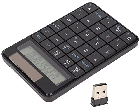Dioche Teclado Numérico con Calculadora Teclado Numérico Calculadora de Teclado Calculadora de Abdominales Función de Calculadora de Teclado Numérico 29 Teclas 2.4Ghz USB Inalámbrico