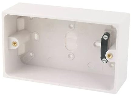 Mr. Gadget's Solutions® 2-Gang White Surface Mount Pattress Box with Cable Clamp & Brass Terminal 47mm Suits Cooker Switch