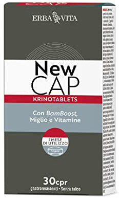 ERBA VITA Newcap Krino Tablets integratore alimentare a base di Miglio per il benessere dei capelli, coadiuvante nei trattamenti anticaduta - 30 Tablets