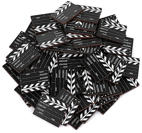 FunX Mini claqueta cine - Decoración de mesa de madera con tapa de película para una fiesta de Hollywood - 48 unidades
