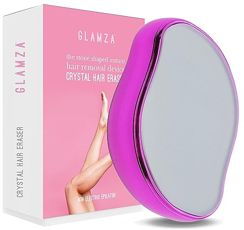 Glamza Crystal Hair Eraser Stone | Removedor de pelo de cristal mágico rápido y eficaz para mujeres y hombres (rosa)