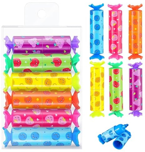 Cosswe 24 Stück Mini Textmarker Bonbon,Textliner Stifte Süßigkeiten Kinder Highlighter Marker,Bonbon Marker Stifte für Zuhause, Schule, Büro, Erwachsene Kinder Geschenke