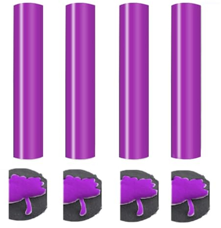 Lila Transferfolie Plotter Puff, 3D Plotterfolie Textil, Purple Puff Vinylfolie Plotter Wärmepresse, Aufbügeln HTV Vinyl für T-Shirts DIY Kleidung Bastelbedarf, Purpurrot 4 Blätter 10”X12”(30.5X25cm)