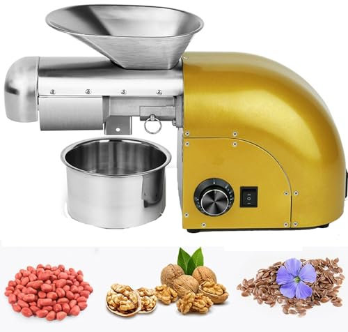 DPQYJPP Pressa Olio Automatica Estrattore Olio Noci Freddo/Caldo Pressa Olio in Acciaio Inossidabile, Pressa Continua 24 Ore su 24 e dissipazione Calore per Arachidi Sesamo Semi Lino,Metallic