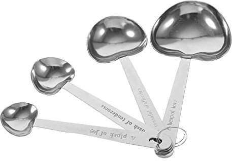 Zerodeko 4 Stück Liebe Messlöffel Teelöffel Metall Espressolöffel Haferflocken Löffel Suppenlöffel Messlöffel Kochen Messlöffel in Herzform Rostfreier Stahl Messbecher 410er Edelstahl