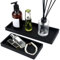 Dadabig 2PCS Plateau Salle De Bain, Plateau Décoratif Rectangulaire en Silicone Organisateur Salle de Bain Plateaux pour Articles de Toilette pour Salle de Bain Maison Salon Chambre, Noir