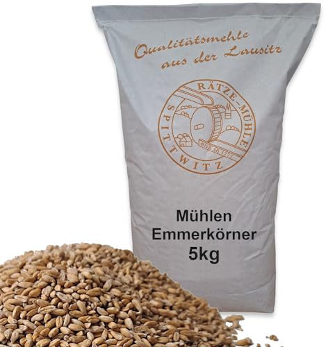 Mühlen Emmerkörner 5kg ganzes Korn gereinigt, frisch aus der Rätze- Mühle in bester Qualität Emmerkerne
