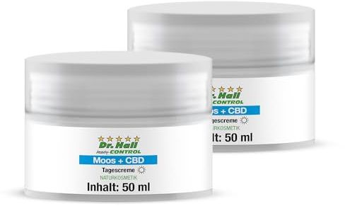 Moos + CBD Tagescreme | natürliche Pflege mit Moos-Extrakt, CBD aus Hanf, Parakresse und Aloe Vera, Shea Butter und Panthenol 2 x 50ml