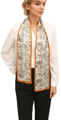 Prettystern Herren Damen elegant 2-lagig schmal langer Krawatten-Schal SeidenSchal Halstuch für Fühling und Sommer