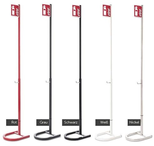 Feuerlöscher Ständer | Geeignet für Feuerlöscher mit 4, 6, 9, und 12 kg | Geringer Platzbedarf | Hohe Standfestigkeit | Flexibel | Einfache Montage in der Farbe (Grau)