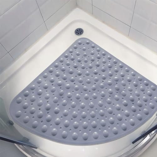 Rutschfeste Viertelkreis-Badematte, Sektor-Gummi-Eck-Duschmatte mit Saugnäpfen, rutschfeste Badewannenmatte für Dusche oder Badewanne (B,70 cm)