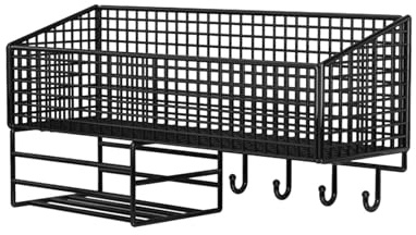 Folpus Cesto da Parete Sospeso Portaoggetti in Metallo Supporto a Parete Portaoggetti per Cestino per Frutta in Filo Metallico per Cucina Cipolla Pa, Piccolo con Gancio