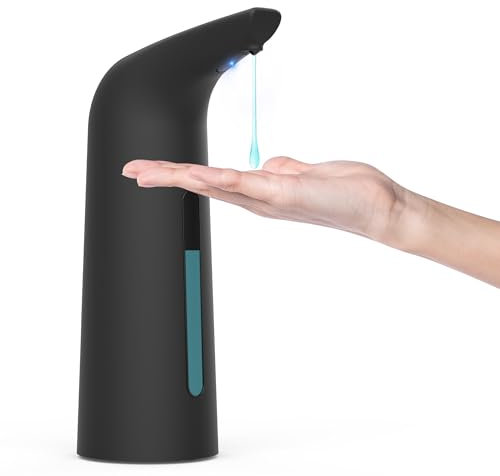 XZUO LIFE Automatischer berührungsloser Seifenspender mit 4 Stufen einstellbar, 400 ml elektrische batteriebetriebene Arbeitsplatte Liquid Seifenspender mit Infrarotsensor B (Schwarz)